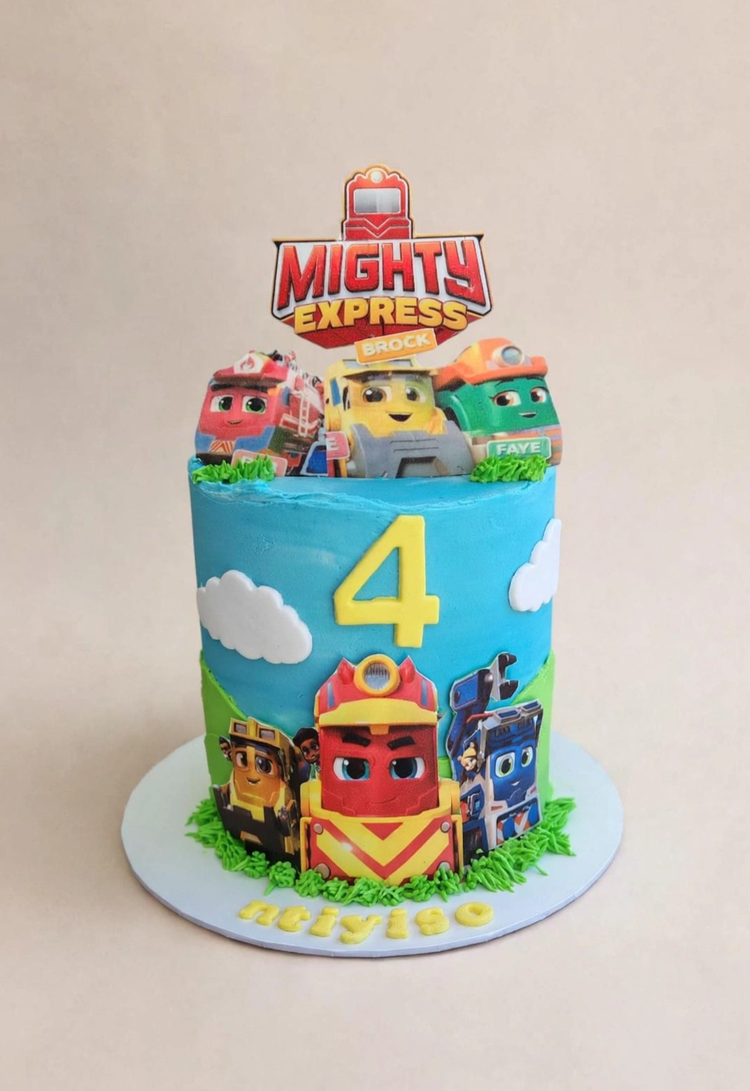 Mighty Express themed fourth birthday cake