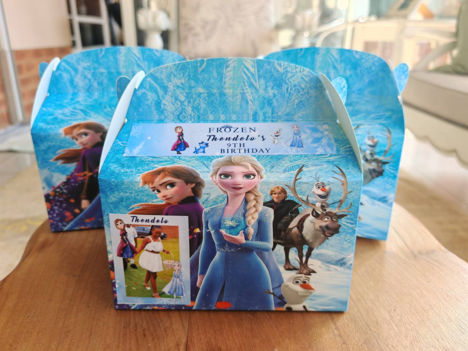 Frozen themed birthday party favour boxes