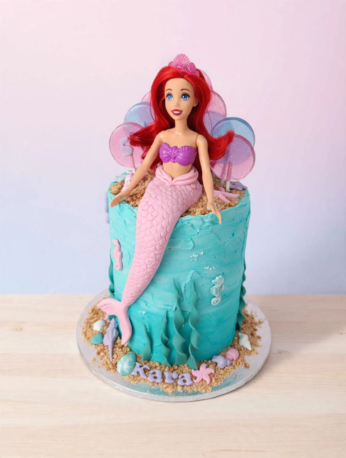 Mermaid themed birthday cake